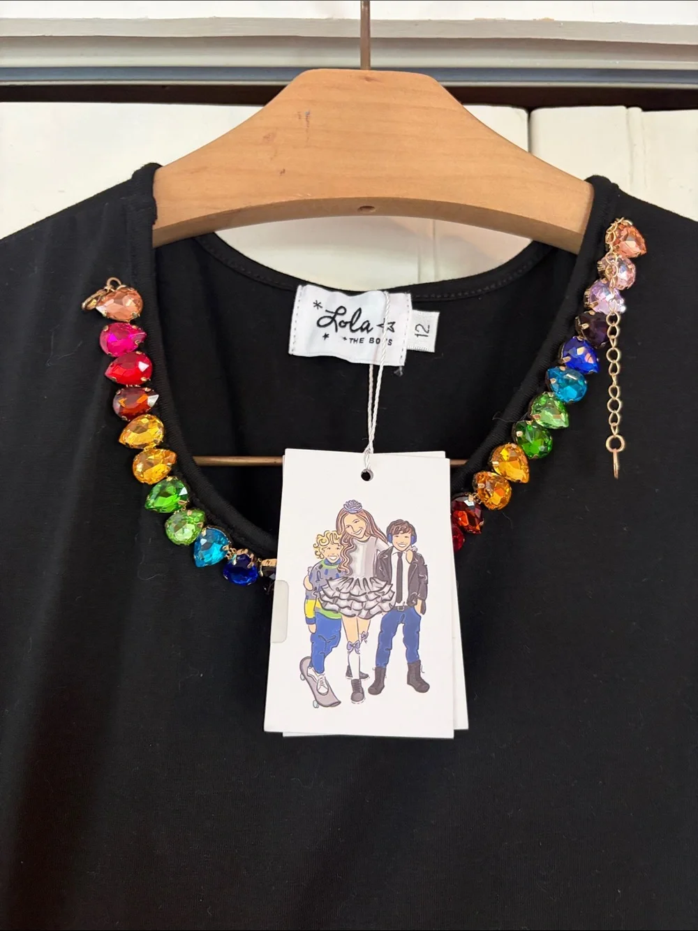 Lola + The Boys black Rainbow Gems Tank Dress NWT SZ 12